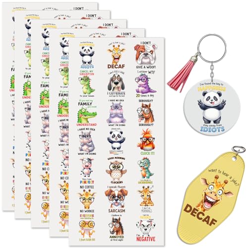 UV DTF Stickers 105 Pcs Funny Animal UV DTF Cup Wrap for Glass - style: Watercolor Funny Animal