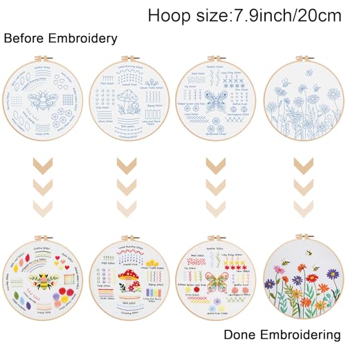 Louise Maelys 4 Pack Embroidery Kit for Beginners Stitch Practice Set - color: 4 embroidery