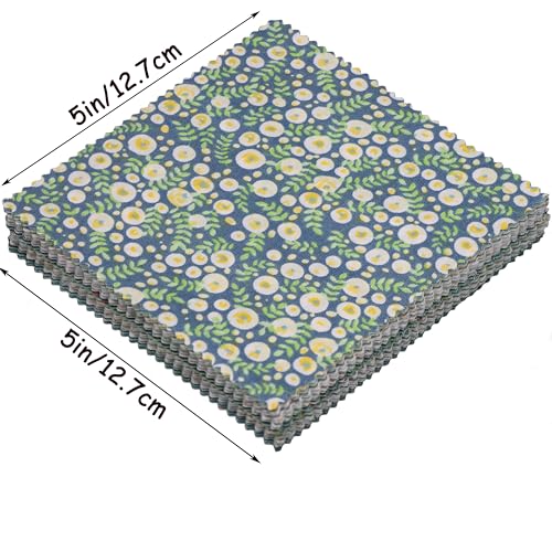 Nodsaw Charm Packs for Quilting 5 inch - 42 Charm Squares for Quilting 5x5 - Green Cotton Fabric Quilt Squares 5" x 5" for Sewing, Patchwork Quilts, and DIY Crafts - color: Green
