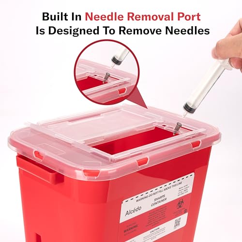 Alcedo Large Sharps Container 2 Gallon (3-Pack) Home & Professional Use