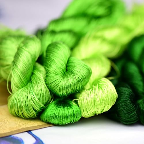 Natural Mulberry Silk Embroidery Thread – 8 Colors, 110m Each, Premium Hand-Dyed Silk Floss for Hand Embroidery, Cross-Stitch, and Needlework (01) - color: 01