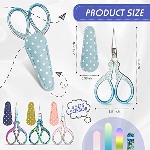 Honoson 4 Pcs Small Embroidery Scissors, 3.6", Simple, Fresh Colors - color: Fresh Colors