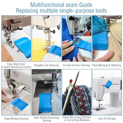 Blue Magnetic Seam Guide,Built-in Seam Ripper&Ruler Scale for SewingMachine - color: Blue