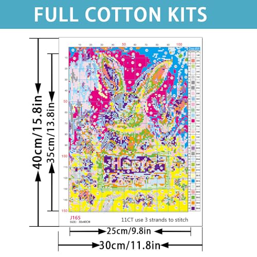 Easter Day Rabbit Stamped Cross Stitch Kit for Beginner Adult Cross Stitch - color: easter