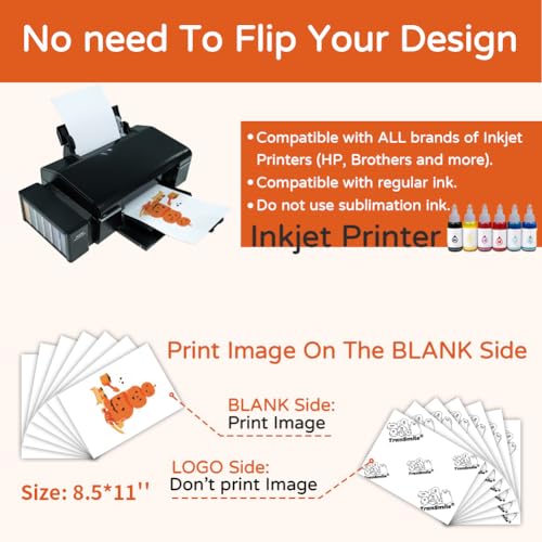 TranSmile PU-Heat Transfer Paper for Dark Fabric, 8.5 x 11 In 20 Sheets - color: Dark, size: 20 Sheets