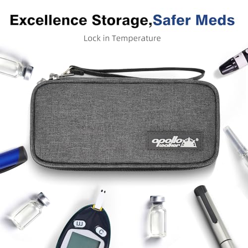 apollo walker Insulin Cooler Travel Case Diabetic Medication with Ice Packs and Insulation Liner insulin cooler travel case tsa approved - color: Gray, size: Small