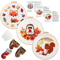 Louise Maelys 3 Set Animal Embroidery Kit for Beginners Cute DIY Gift - color: Animals-4