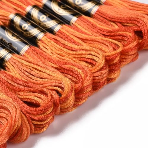 10 Skeins Dark Orange 0.5mm 6-Ply Polyester Embroidery Floss Cross Stitch Threads Segment Dyed Gradient for DIY Craft Hand Sewing Knitting DIY Crafts Jewelry Making 8.75 Yards(8m)/Skein - color: Dark Orange