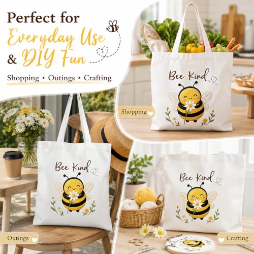Nuberlic Bee Embroidery Tote Bag Kit for Beginners Stamped Embroidery - color: Bee