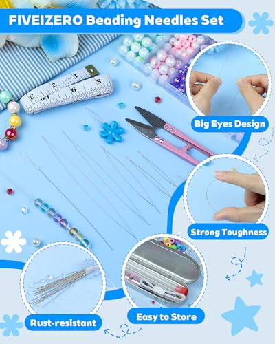 FIVEIZERO 21 Pieces Beading Needles Set, 6 Sizes Seed Beads Needles Big Eye, Collapsible Beading Needles Set for Jewelry Making - color: Sliver-21PCS
