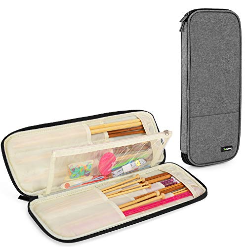 Teamoy Knitting Needles Case, Travel Organizer Storage Bag, Gray - color: Gray