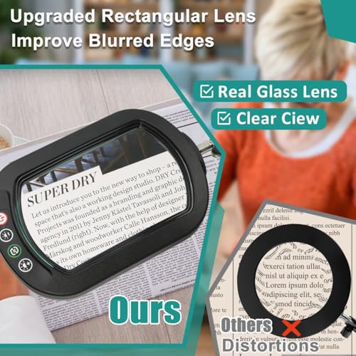 IVMAIE 12X Magnifying Glass with Light, Rectangle Real Glass Lens - color: Black, size: 12X