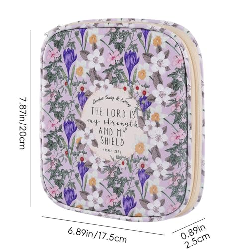 Crochet Hook Case,Portable Zipper Storage Organizer Bag for Crochet Hooks, Knitting Needles, Project & Sewing Supplies, Lightweight,Easy to Hold (No Accessories Included).Purple Lily - color: purple lily