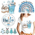 Christmas Iron on Transfers Santa Dwarf Snowman Iron on Patches Blue Iron on Stickers Washable Heat Transfer Appliques Thermal Transfer Stickers for Christmas Shirt Cloth DIY Crafts Party Favors 4PCS - color: S
