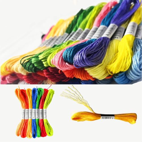 50 Colors Embroidery Floss 400 Meters (437 Yards), 6-Strand Cotton Cross Stitch Thread for Hand Embroidery & Friendship Bracelets (8.7 Yards per Skein) - color: 50 Colors