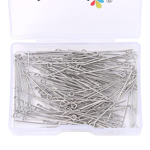 BEADIA Platinum Plated Open Eye Pins Non Tarnish 35mm 150pcs for Jewelry Making Findings - color: Open Eye Pins Platinum, size: 35x0.7mm
