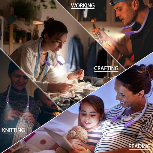 LUXJET Adjustable Bendable Neck Reading Light with 3 Lighting Modes, Purple - color: Purple