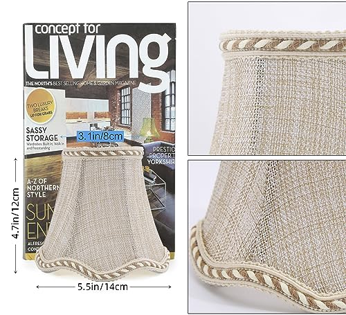 Fuloon Small Clip on Chandelier Lamp Shades, 6 Pack, Sand Beige - color: Sand Beige, size: 6 Pack