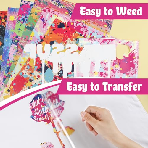 HTVRONT Splatter Heat Transfer Vinyl, 10 Sheets 12"x10" Paint Splatter HTV - color: Splatter HTV