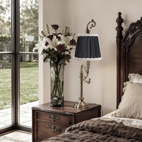 Fuloon Chandelier Lamp Shades, Clip on Small Sconce Lamp Shades, Suit for Candelabra Bulbs in Modern/European/French Country/Farmhouse Decoration, 3.5x4.3x4.9 in(6 Pack, Chiffon Black) - color: Chiffon Black, size: 6 Pack