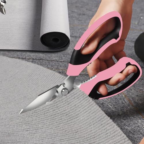 BoFuYuan Utility Scissors All Purpose heavy duty 8-Inch Pink - color: Pink
