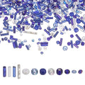 MECCANIXITY 5000 Pcs Mixed Glass Seed Beads, 1.5-6mm Mini Loose Glass Bugle Spacer Bead Embroidery Beads for DIY Craft Projects Earrings Necklaces Bracelets Jewelry Making, Dark Blue - color: Dark Blue