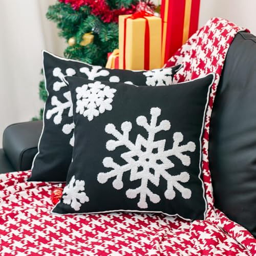 Elife Holiday Pillow Covers, Christmas Throw Pillow Covers 18x18 Set of 2 - color: Black