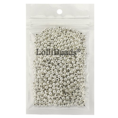 (R) Silver Plated Smooth Round Metal Beads 4 mm 600 Pcs - color: Silver 600 Pcs 4mm