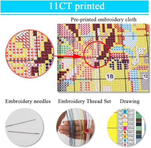 Angel Wings Stamped Cross Stitch Kits for Adults,Colourful Angel Wings Dimensions Cross Stitch Kits Embroidery Kit Arts and Crafts for Beginners 15.7x11.8 inches - color: D055A