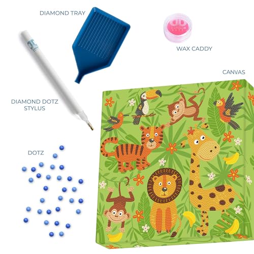 DIAMOND DOTZ in The Jungle Animal Diamond Painting Kit for Adults with Gems - color: DOTZ in the Jungle