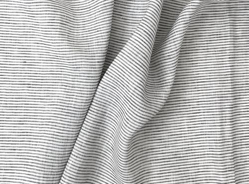 100% Linen Fabric – Lightweight Prewashed – Horizontal Stripe Patterns – Precut Style – Soft & Breathable – 52” Width – by The Linen Lab (Light Khaki 4768, 1 Yard pre Cut) - color: Light Khaki 4768, size: 1 yard pre cut