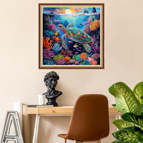 Fanxvivy Stamped Counted Cross Stitch Kits for Adults Printed Cross-Stitch Patterns 11CT Stamped or Counted Cross Stitching Embroidery Kit Needlepoint Kits-Underwater World 18x18 inch - color: Artkits33