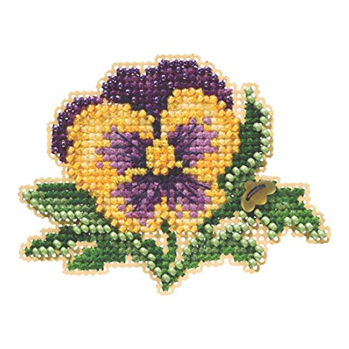 Tricolor Pansy Beaded Counted Cross Stitch Ornament Kit Mill Hill 2019 Spring Bouquet MH181911