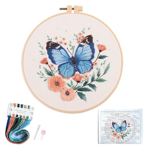 Silentsea Blue Butterfly Embroidery Kit for Adults - color: Butterfly