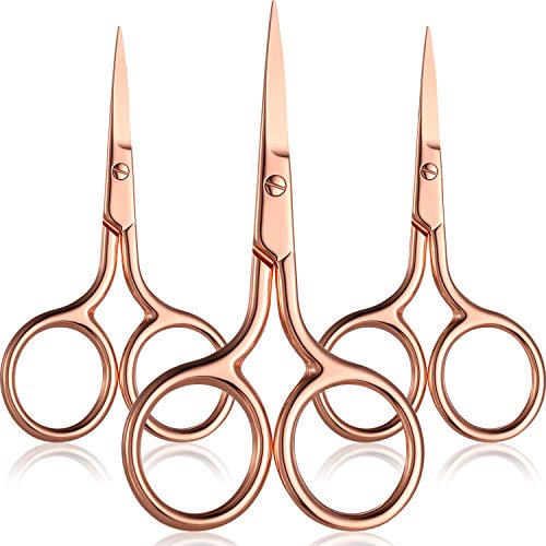 Mudder 3 Pack Small Eyebrow Nose Scissor Stainless Steel Scissor, Rose Gold - color: Rose Gold
