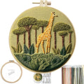 FONNUY Giraffe Pre-Stamped Embroidery Pattern for Beginners, Boho Needlepoint Kits for Beginners Cross Stitch Craft Sewing Full Needles and Thread Hoop Kit (Giraffe 02) - color: Giraffe 02