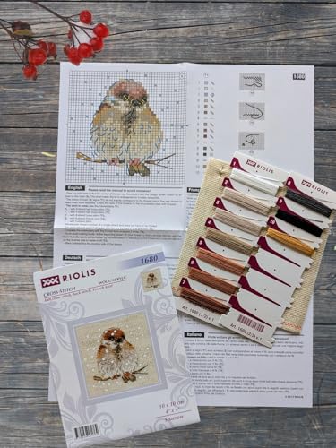 RIOLIS 1680 Sparrow Counted Cross Stitch Kit 3.94 x 3.94 in - style: Sparrow 1680