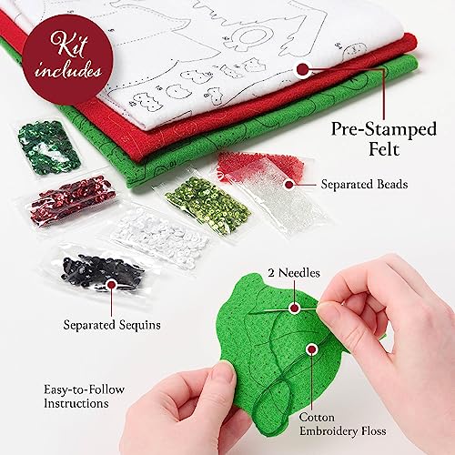 Bucilla, Felt Applique 6 Piece Ornament Making Kit, North Pole This Way, Perfect for DIY Arts and Crafts - style: Ornaments