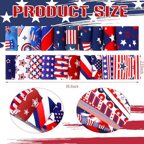 Hosuly 40 Pcs Red White Blue Stars Cotton Jelly Fabric Quilting Strips Roll - color: Flag