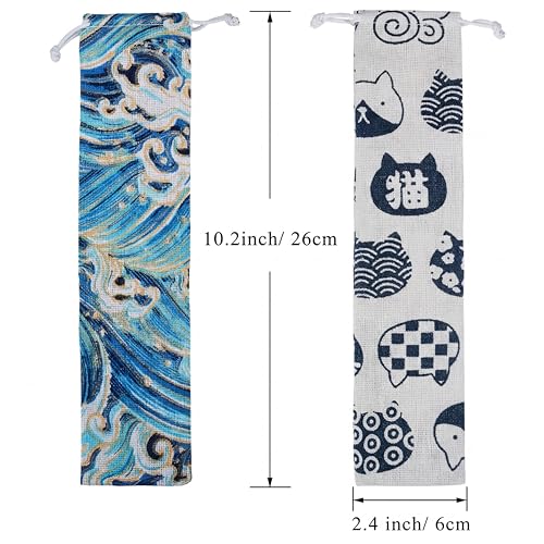 Outus 20 Pcs Straw Carrying Case Chopstick Bag Canvas, Nature Beige Mix - color: Nature Beige Mix