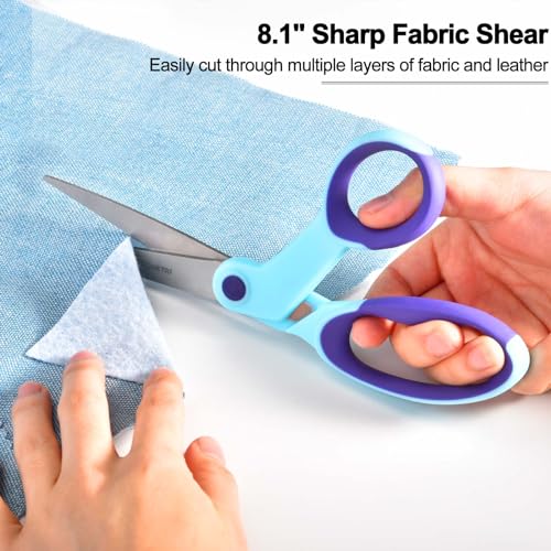 SCAIKTIG Premium Sewing Scissors Bundle, 8" Heavy Duty Fabric, 5" Embroidery, 4" Small Detail Scissors, 5" Thread Snips, Tailoring, Dressmaking, Quilting, Arts&Craft Supplies, Blue - color: Blue(8"/5"/5"/4")