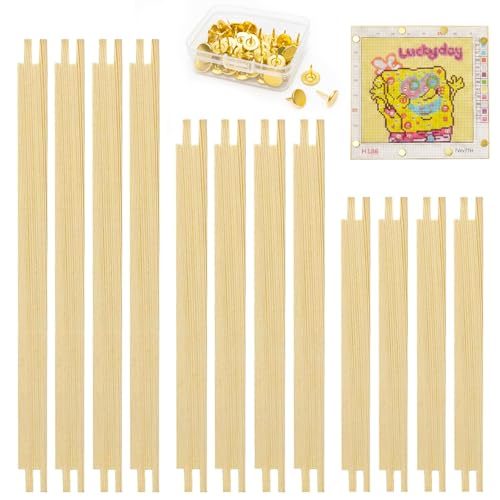12PCS Needlepoint Stretcher Bars for Needlework 8"/10"/12" with 50 Thumb Tacks,Wooden Canvas Stretcher Bars for Embroidery Stitch Frame Set Bundle（8"/10"/12"） - size: 8"/10"/12"
