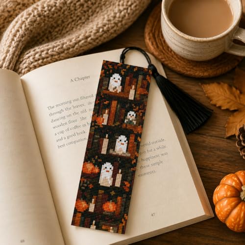 4 Pcs Fall Cross Stitch Bookmark Kit for Adult Beginners Cross Stitch Kits - color: Cross stitch bookmark-20