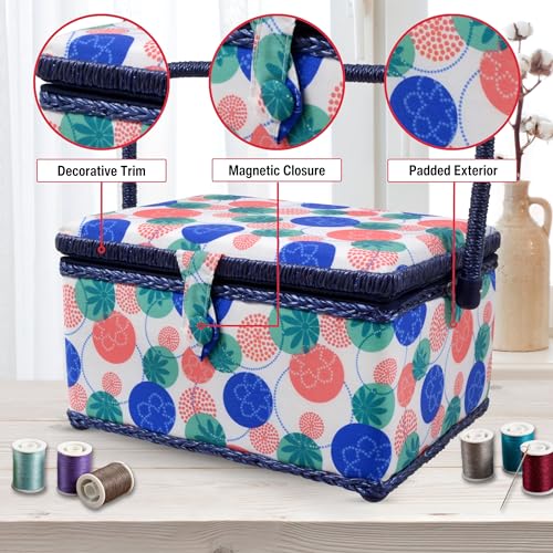 SINGER 07230 Sewing Basket with Sewing Kit, Needles, Thread, Pins, Scissors, and Notions, Florence, - color: Florence