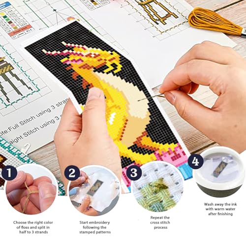 ORIGACH 6 Set Dragon & Book Cross Stitch Bookmark Kit for Beginner - style: Dragon & Book