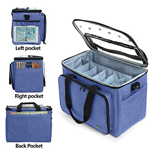 Teamoy Knitting Bag, Yarn Storage Organizer Crochet Bag Tote, Dark Blue - color: Dark Blue