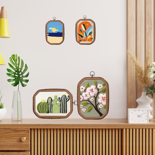 Embroidery&Cross Stitch Frames for Display,6PC Rectangle Embroidery Hoops,Three Sizes Rectangle Frames for Embroidery Perfect for Sewing, Home Decor and Embroidery