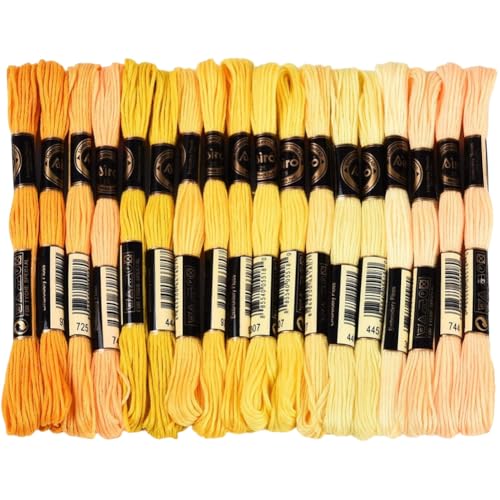 18 Skeins 157.5 Yards Gold Variegated Embroidery Floss Thread 6 Ply Srings Friendship Bracelet Craft Polyester Cross Stitch Threads String for Sewing Making Knitting Clothes Stitching DIY - color: Gold