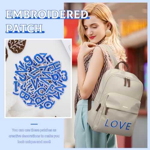72 Pcs Iron On Letters & Numbers Patches for Tote Bags Hats Clothing Blue - color: Blue, size: Letters & Numbers