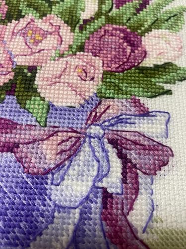 RIOLIS - Tulips Hat Box 2003, Floral Cross Stitch Kits 7¾"x7¾, Cross Stitch Kits for Beginners & Advanced, Crossstitching Kits Adult, Counted Stitching Kits, Flowers Embroidery Kit - style: Tulips Hat Box 2003